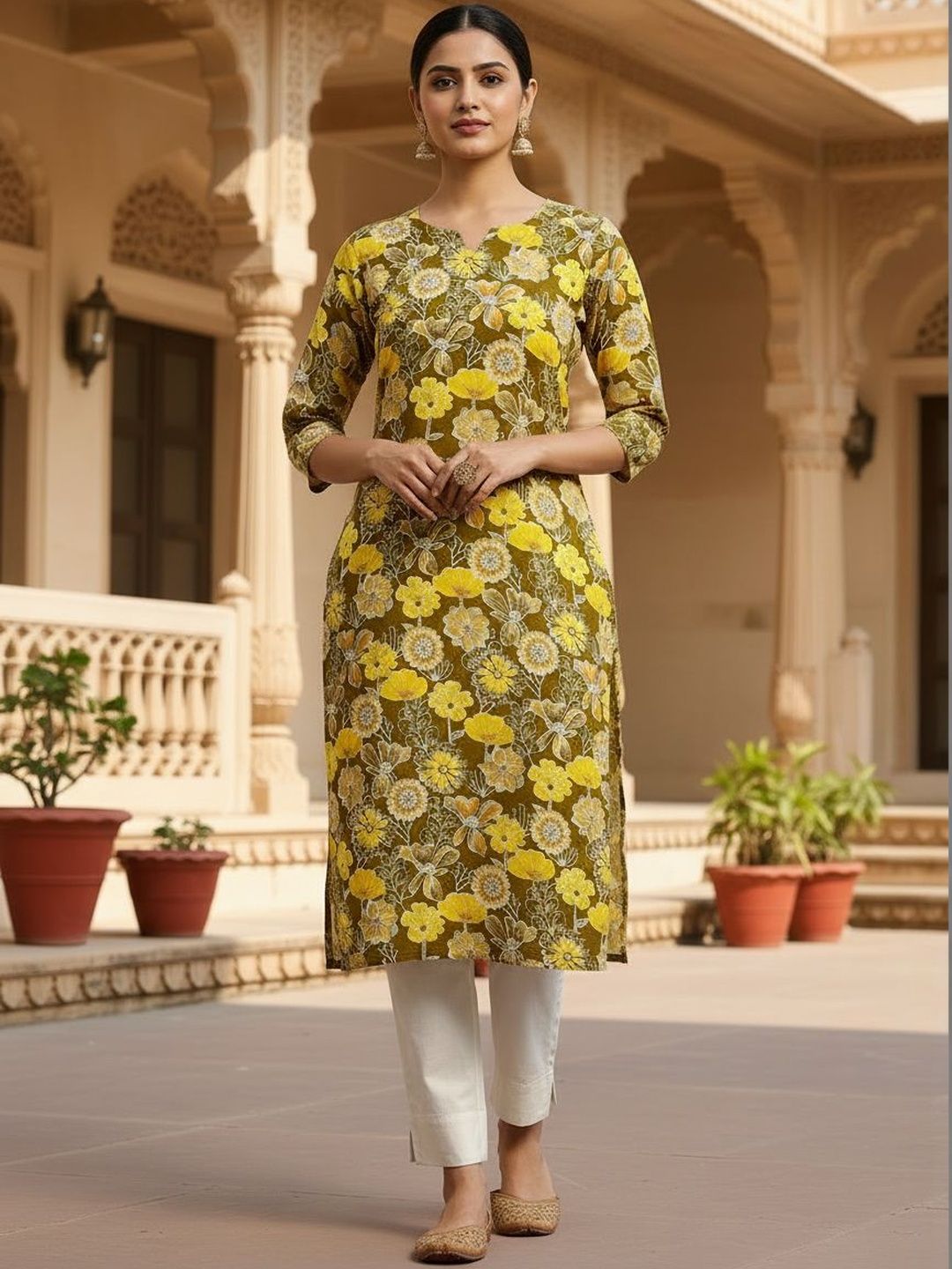 JANKHANA Women Floral Printed Thread Work Crepe Kurta-picture-38