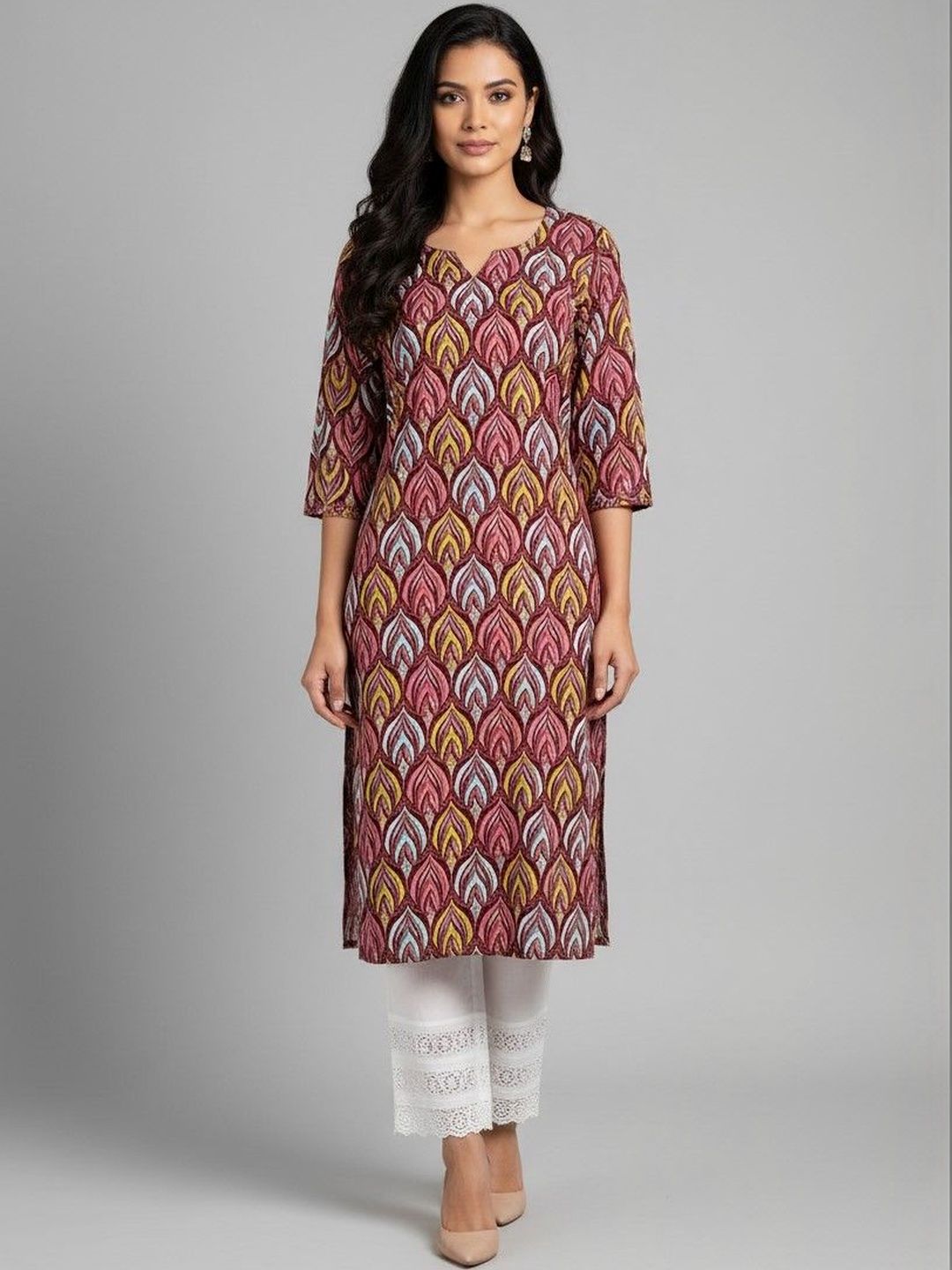 JANKHANA Women Ethnic Motifs Printed Sequinned Crepe Kurta-picture-9