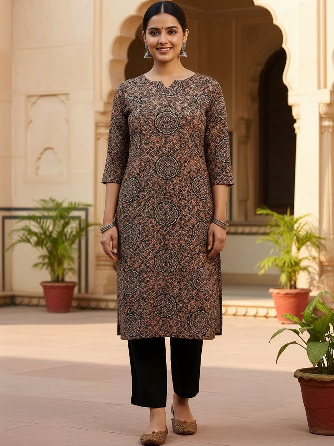JANKHANA Women Ethnic Motifs Printed Thread Work Crepe Kurta-picture-46