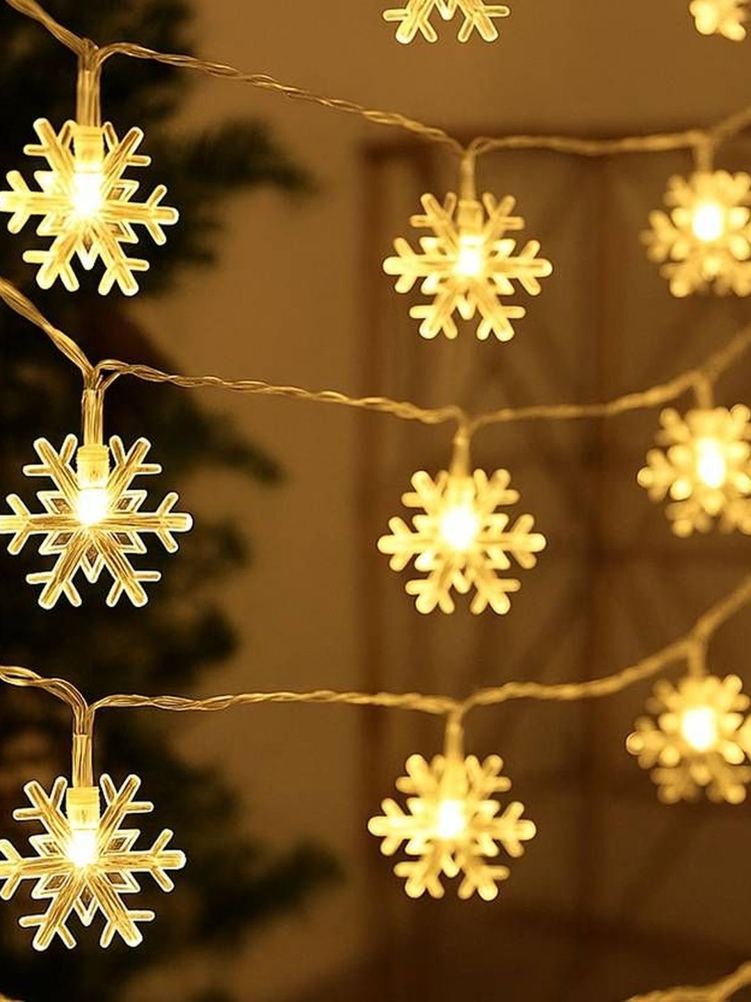 MPROW Yellow Waterproof Snow Flake-Shaped LED String Lights-picture-21