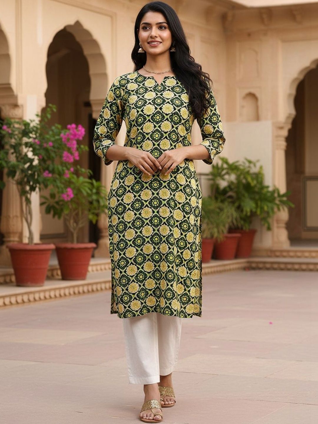 JANKHANA Women Printed Thread Work Crepe Kurta-picture-16