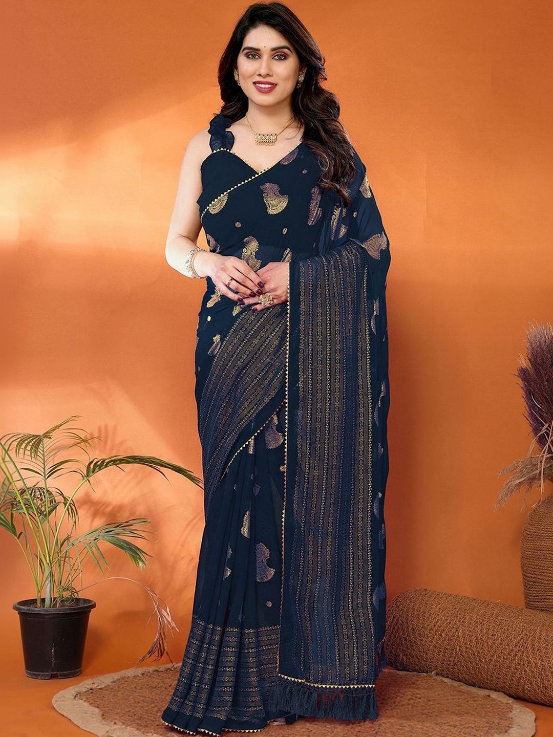 SANISA Ethnic Motifs Zari Heavy Work Saree-picture-30