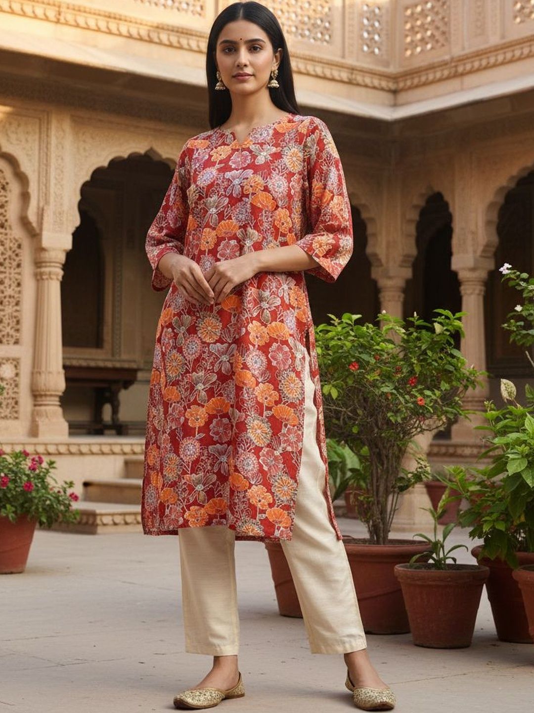 JANKHANA Women Floral Printed Crepe Kurta-picture-16