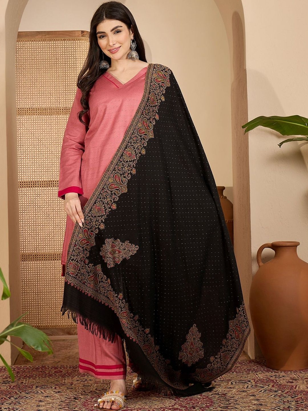 Sangria Women Ethnic Motifs Woven Design Shawl-picture-48