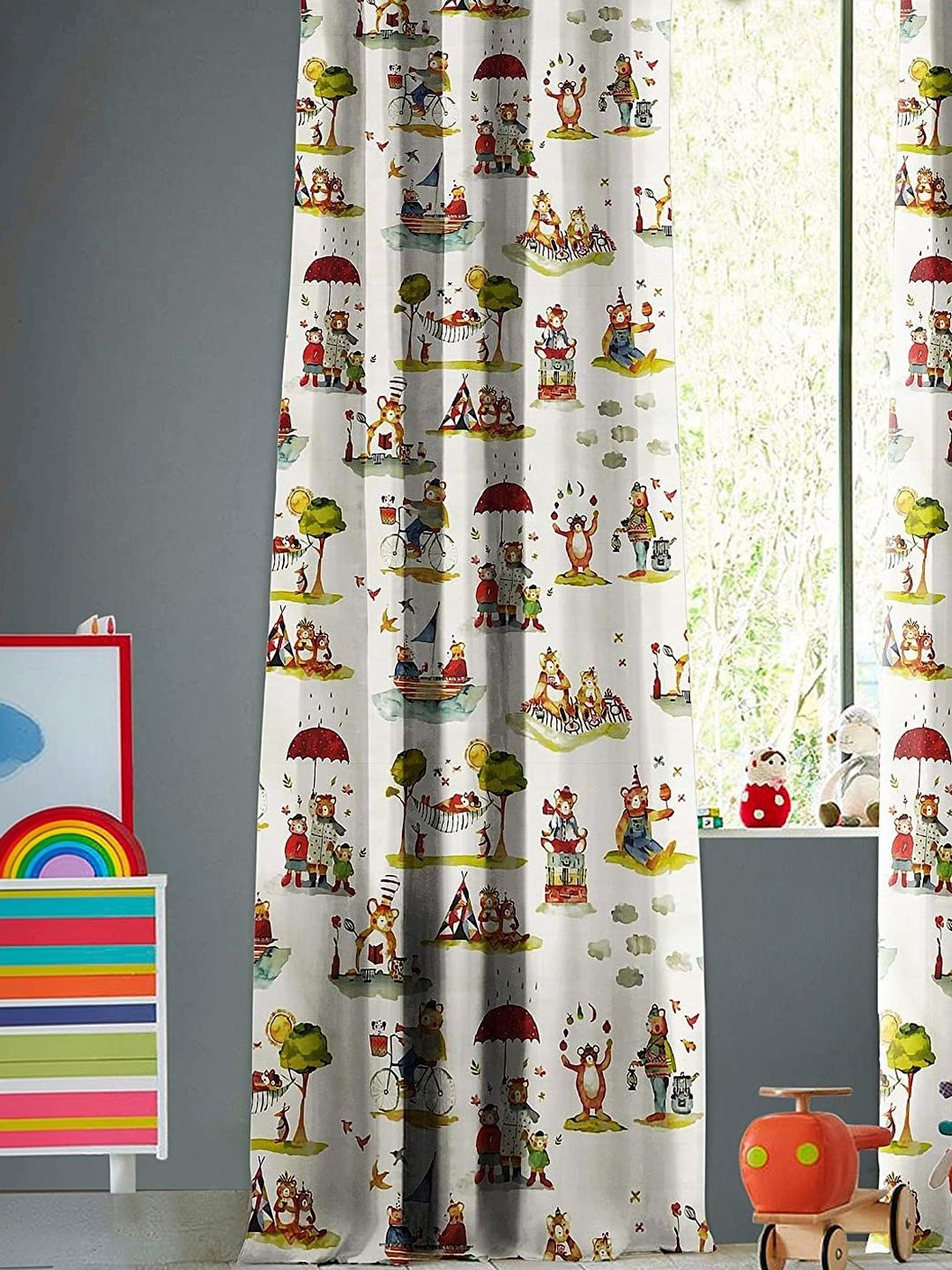 CASABLEU Cream-Coloured Set of 2 Black Out Door Curtain-image-25