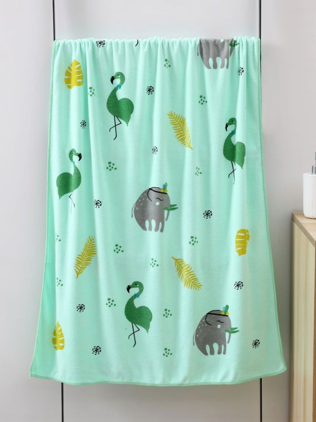 MeeMee Green & Sea Green 1 Printed Cotton 233 GSM Bath Towel-image-20