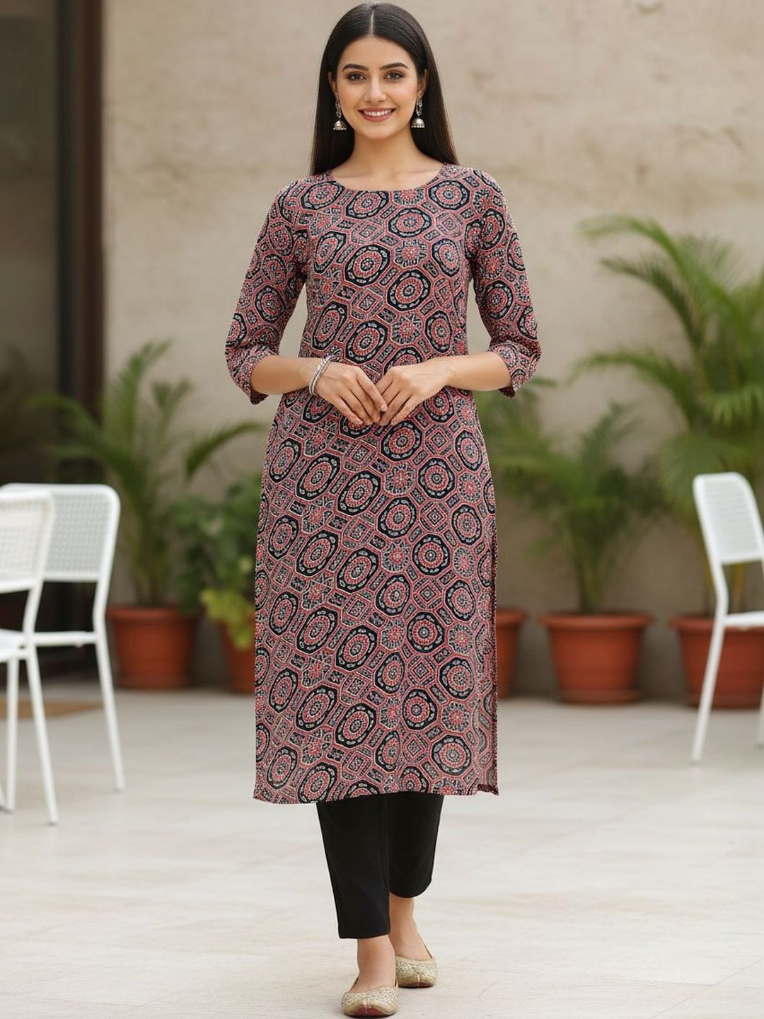 JANKHANA Women Ethnic Motifs Printed Gotta Patti Crepe Kurta-image-28