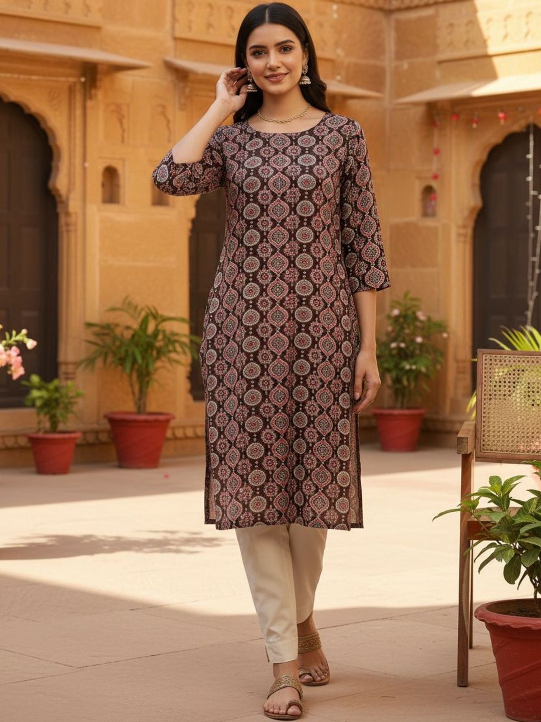 JANKHANA Women Floral Printed Crepe Kurta-picture-17