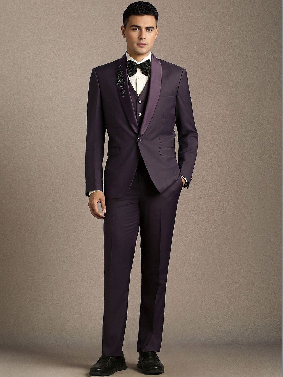 Louis Philippe Embellished Slim Fit Single-Breasted Three-Piece Suits-image-37