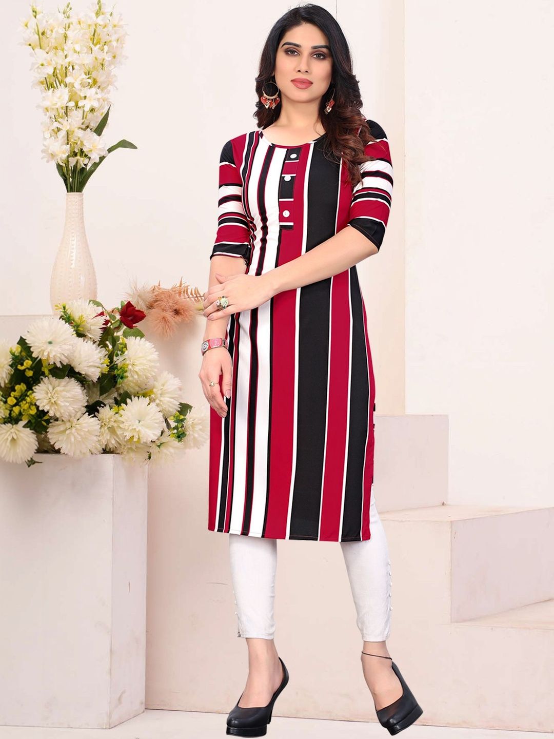 JANKHANA Women Printed Thread Work Crepe Kurta-picture-23