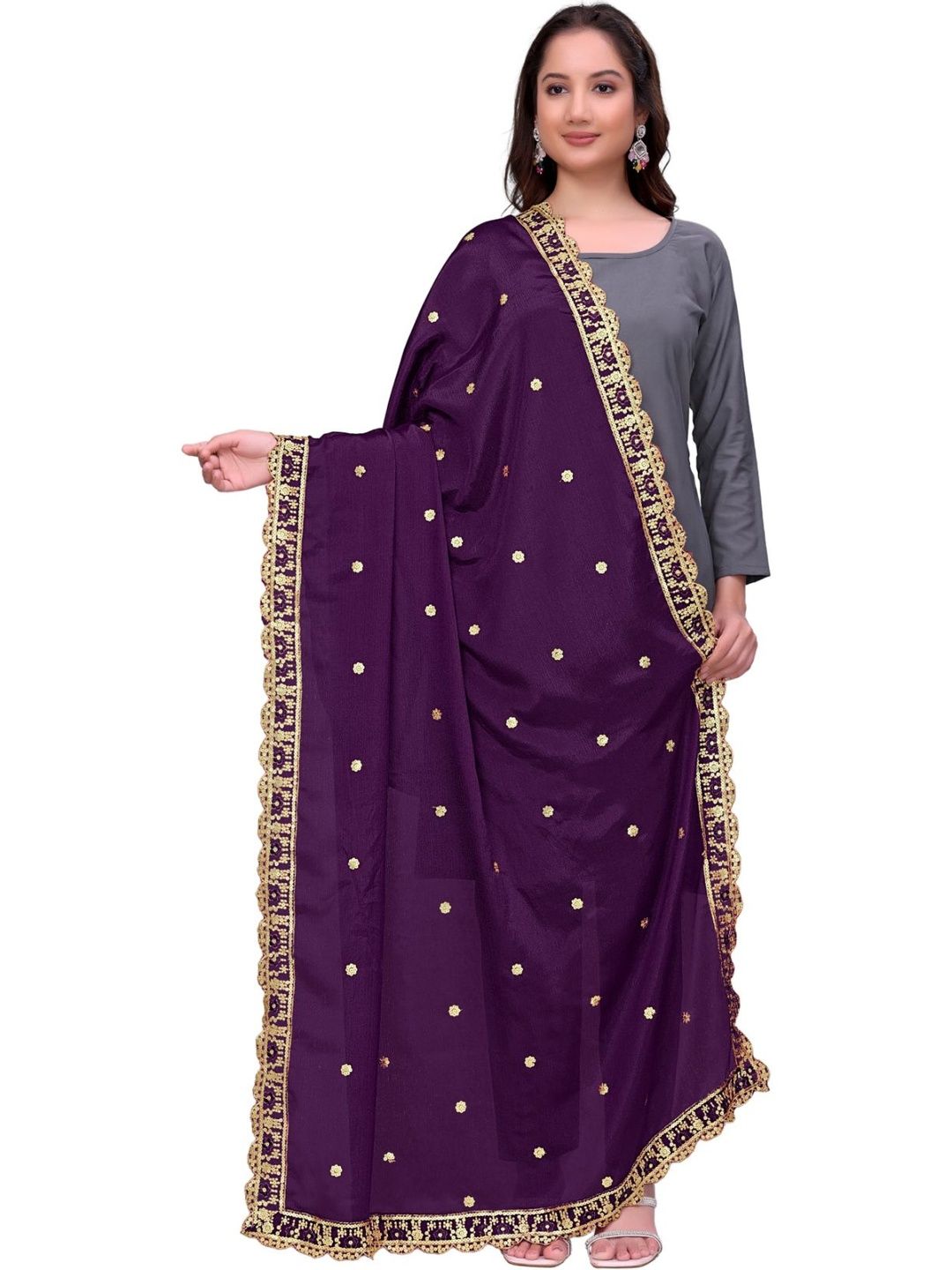 Kemza Ethnic Motifs Embroidered Dupatta with Sequinned-picture-0
