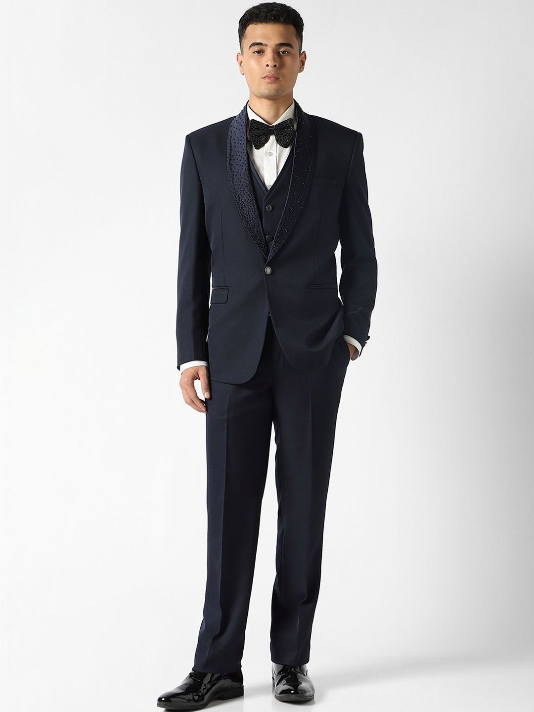 V Dot Slim Fit Single-Breasted Three-Piece Suits-picture-12