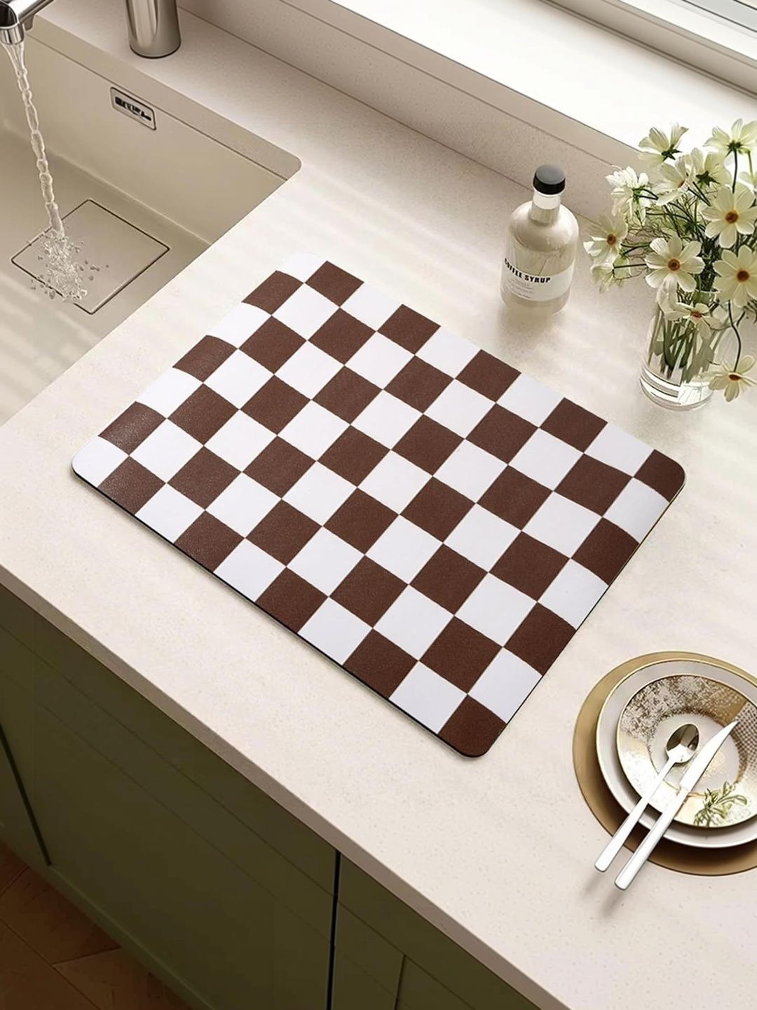 HomeCloud Brown & Red Printed Rubber Anti Slip Kitchen Mat-image-12