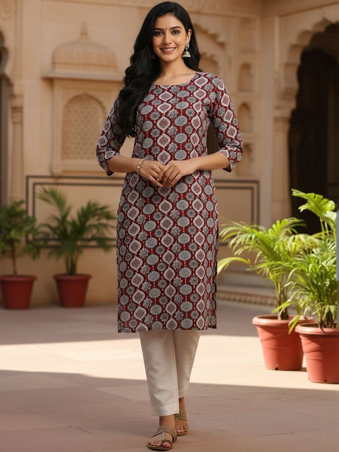 JANKHANA Women Ethnic Motifs Printed Crepe Kurta-picture-27