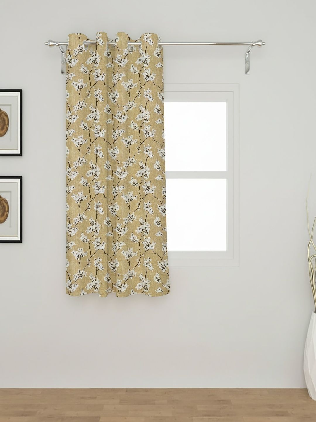 Aura Gold-Toned Floral Window Curtain-image-29