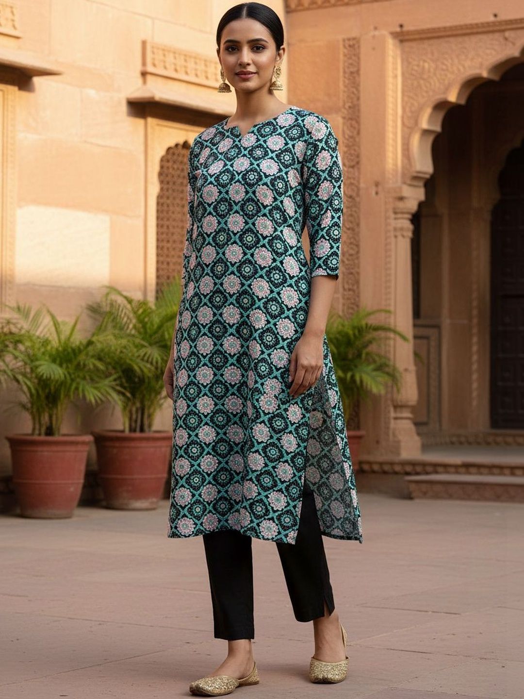JANKHANA Women Floral Printed Crepe Kurta-picture-12