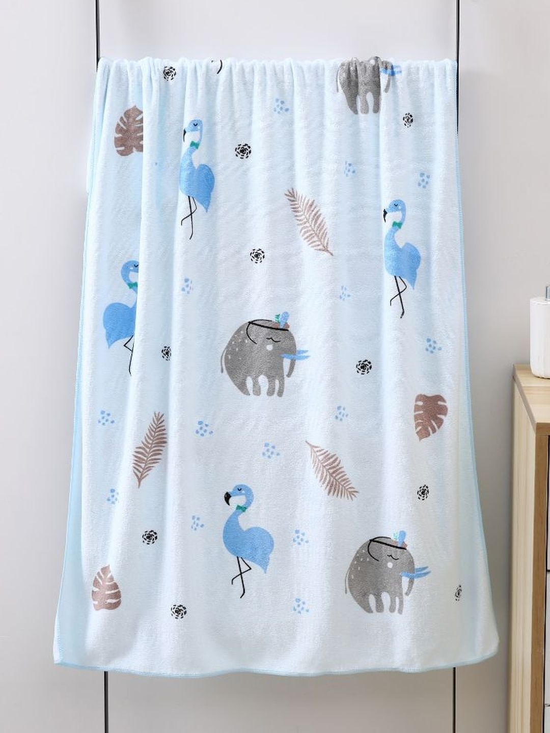 MeeMee Blue & Blue 1 Printed Cotton 233 GSM Bath Towel-picture-39