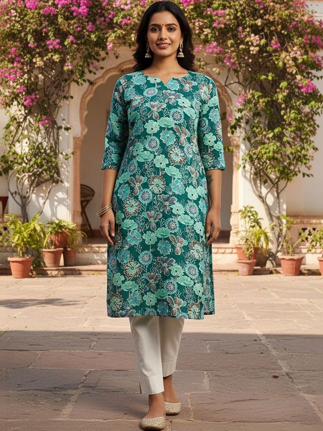JANKHANA Women Floral Printed Sequinned Crepe Kurta-picture-42