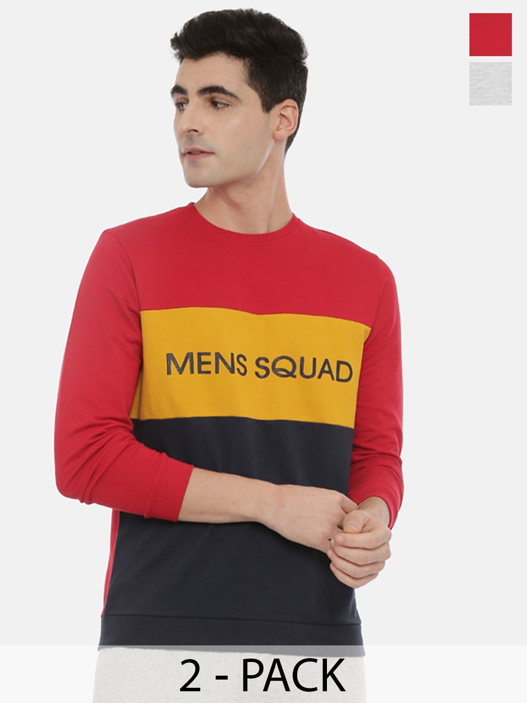 3PIN Men Pack of 2 White & Red Cotton Printed Sweatshirt-picture-48