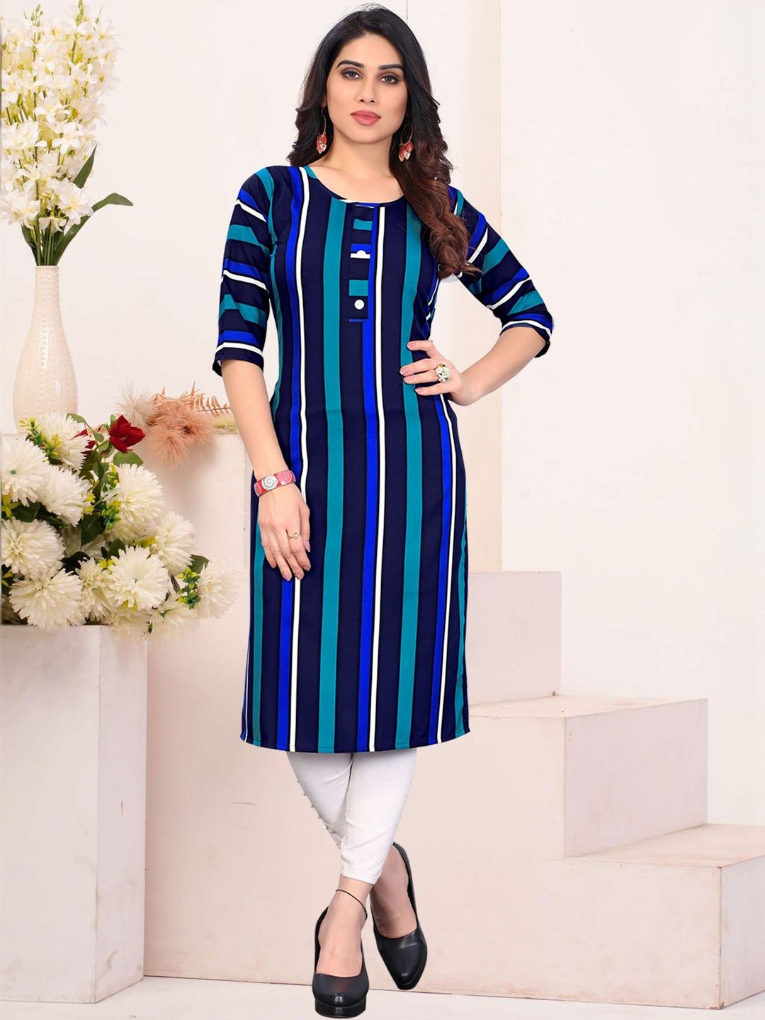 JANKHANA Women Printed Thread Work Crepe Kurta-picture-13