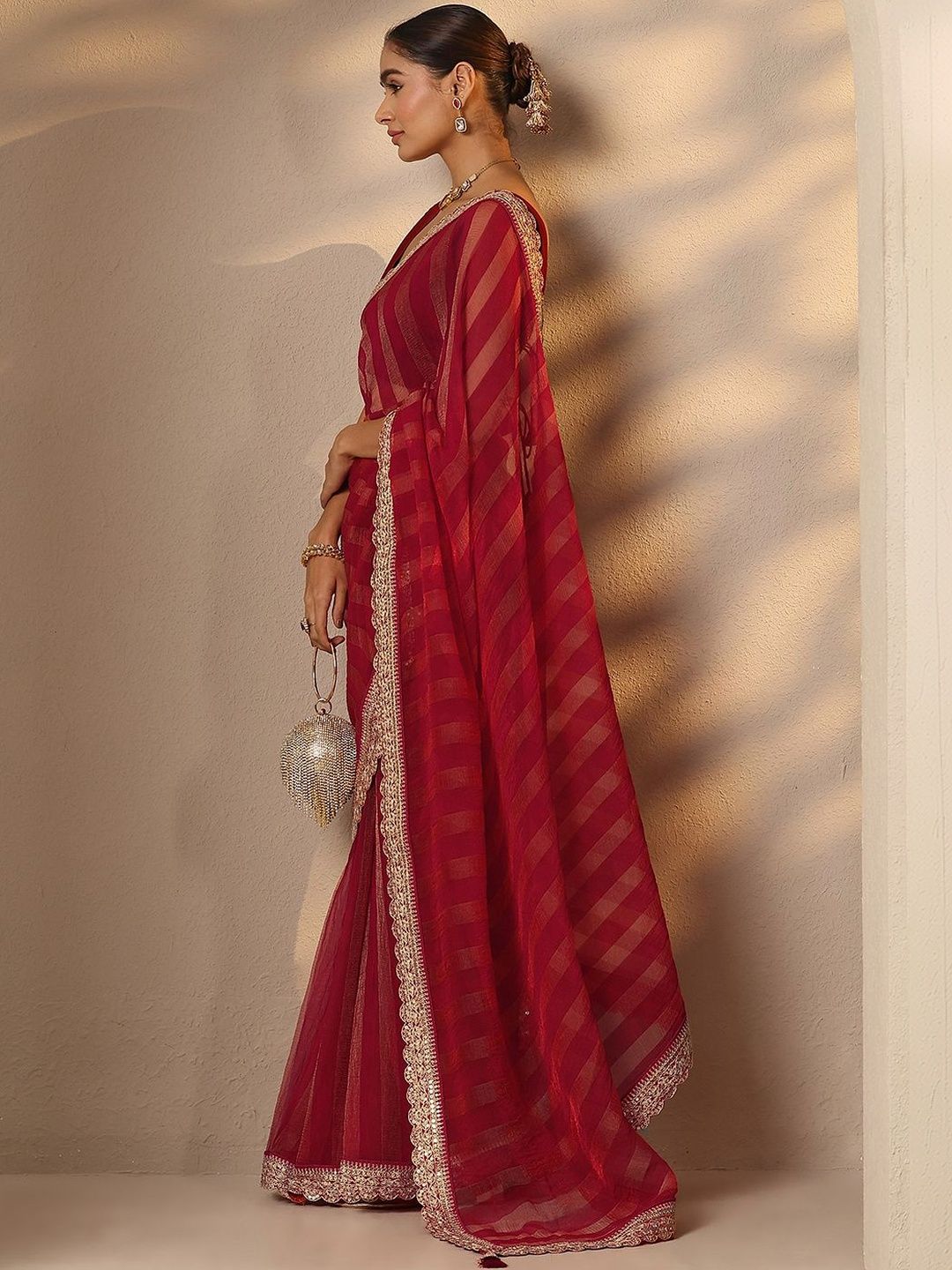 Libas Striped Zari Silk Blend Saree-picture-18