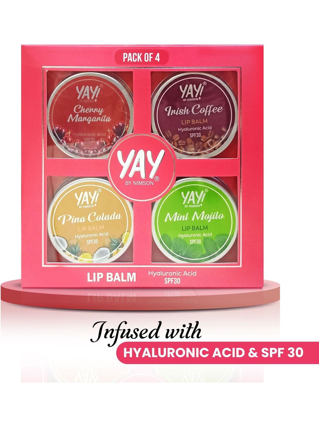 Nimson Set Of 4 Cherry, Irish Coffee, Pina Colada & Mint Mojito Lip Balm - 50 g Each-image-47