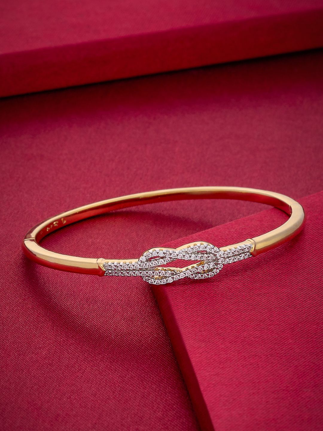 Kushal's Fashion Jewellery Gold-Plated & White Copper Zircon Bangle-picture-11