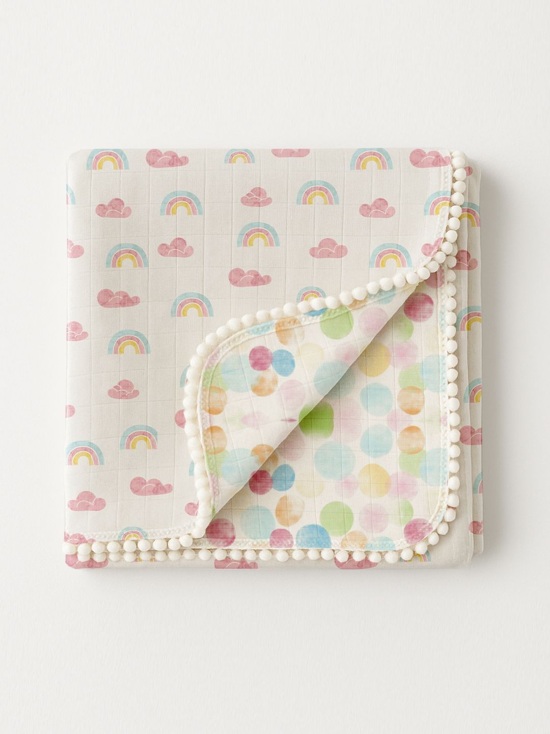 Polka Tots White & Pink 210 GSM Blanket-picture-11