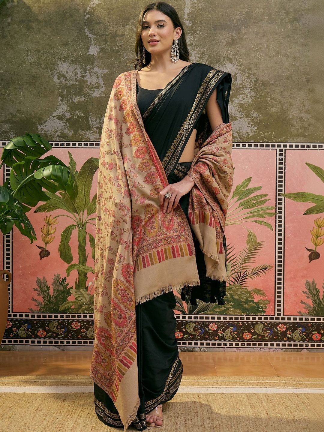 Sangria Women Ethnic Motifs Woven Design Shawl