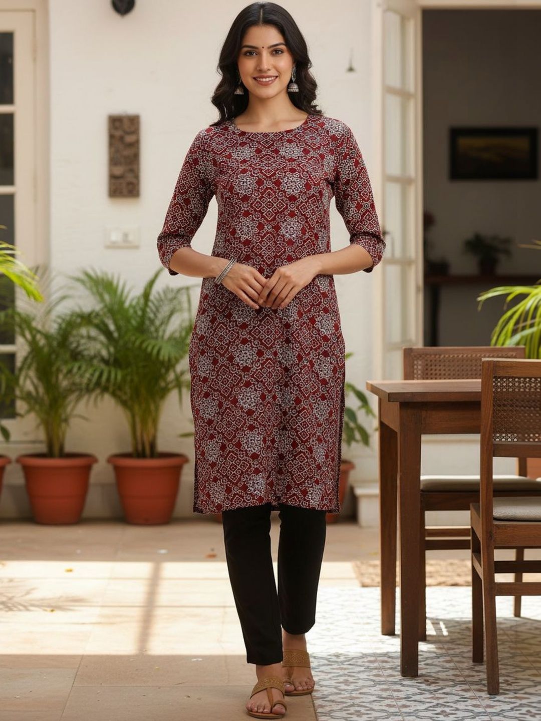 JANKHANA Women Printed Thread Work Crepe Kurta-picture-35