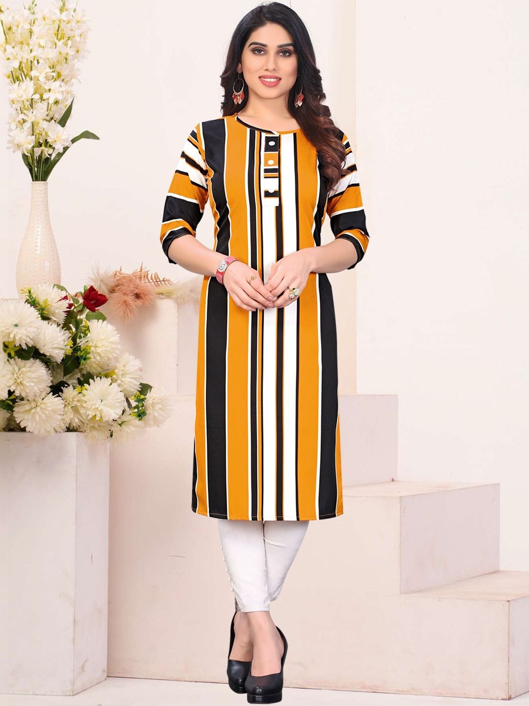 JANKHANA Women Printed Thread Work Crepe Kurta-picture-24