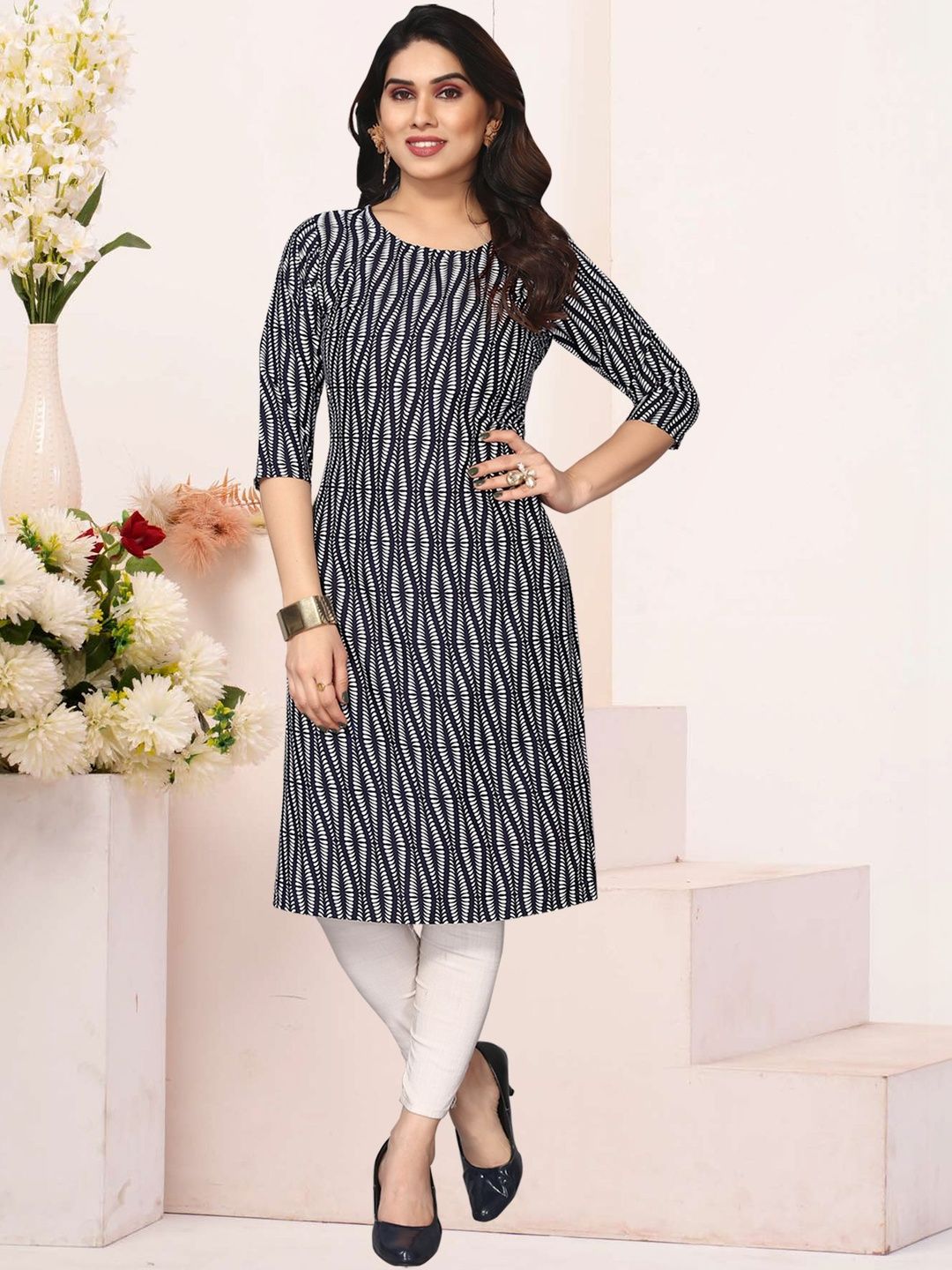 JANKHANA Women Printed Thread Work Crepe Kurta-picture-10