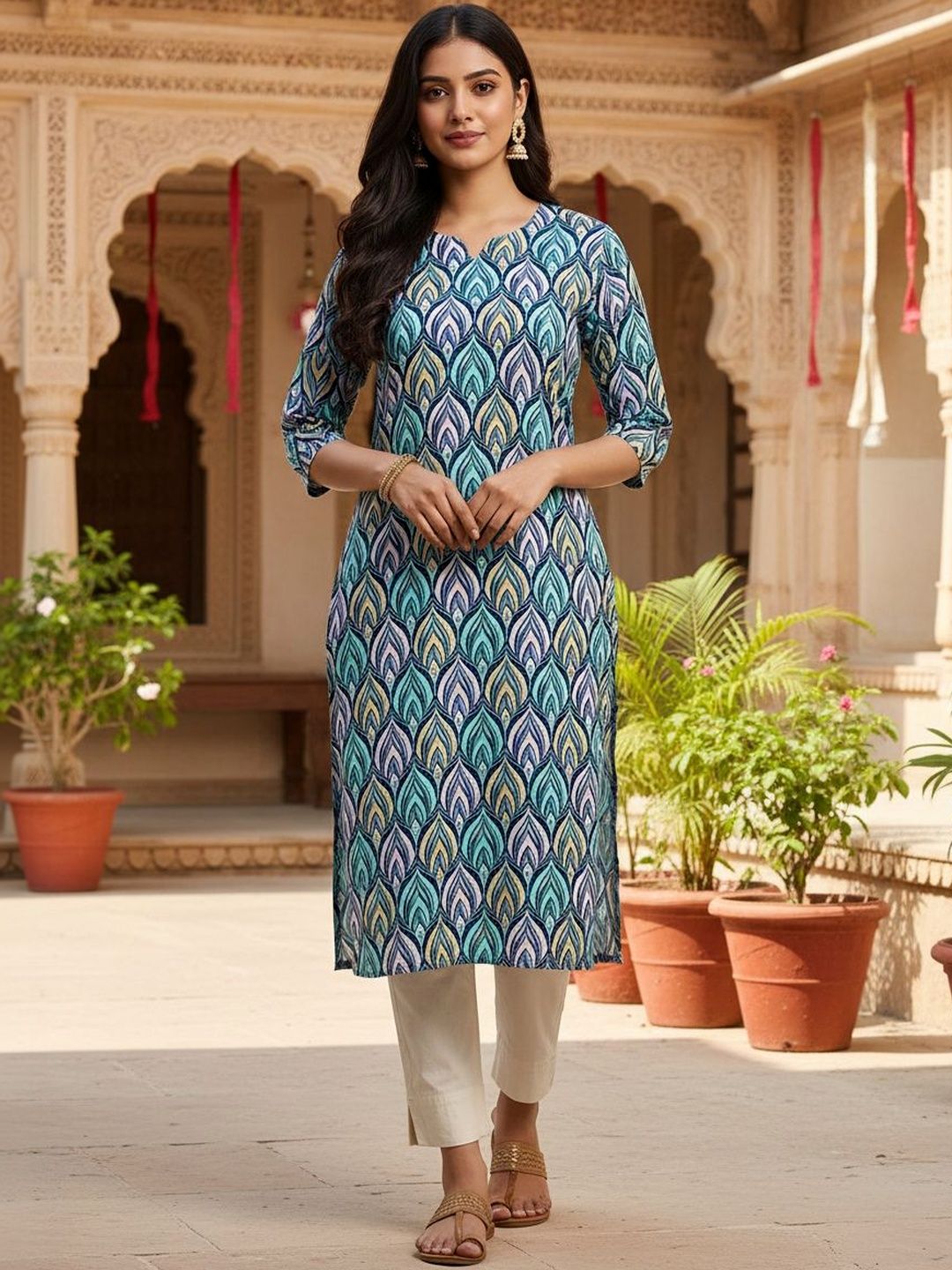 JANKHANA Women Printed Thread Work Crepe Kurta-picture-25