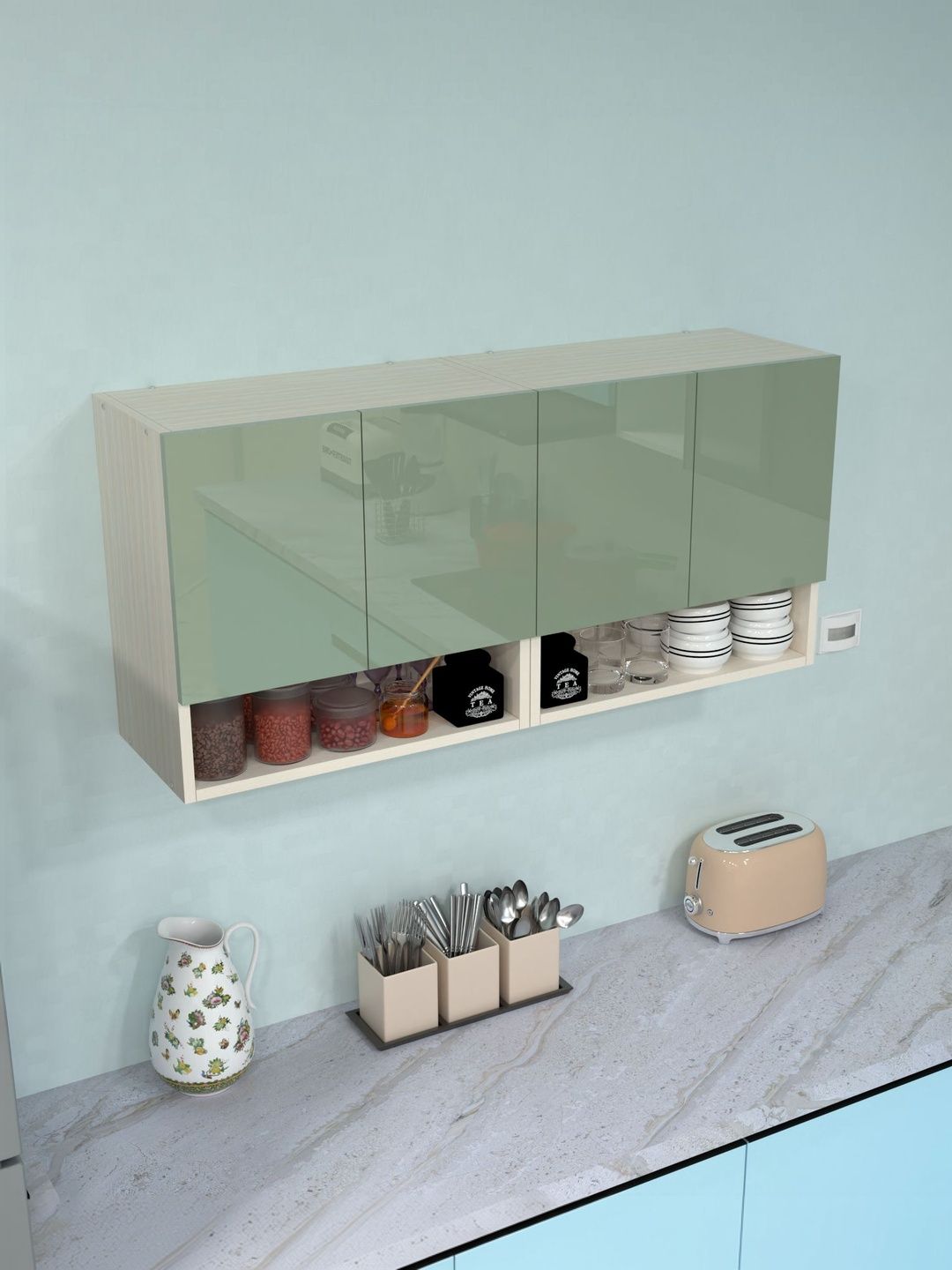 SPECIALITY PANELS Green 4 Door Kitchen Cabinet-picture-57