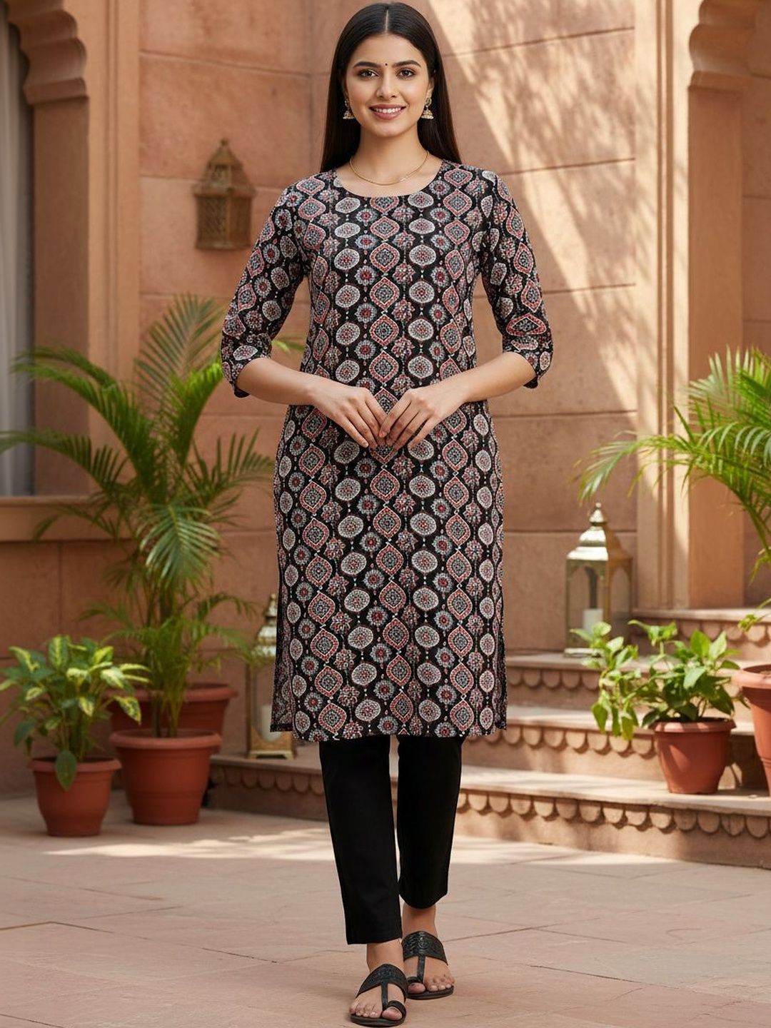 JANKHANA Women Floral Printed Crepe Kurta-picture-3