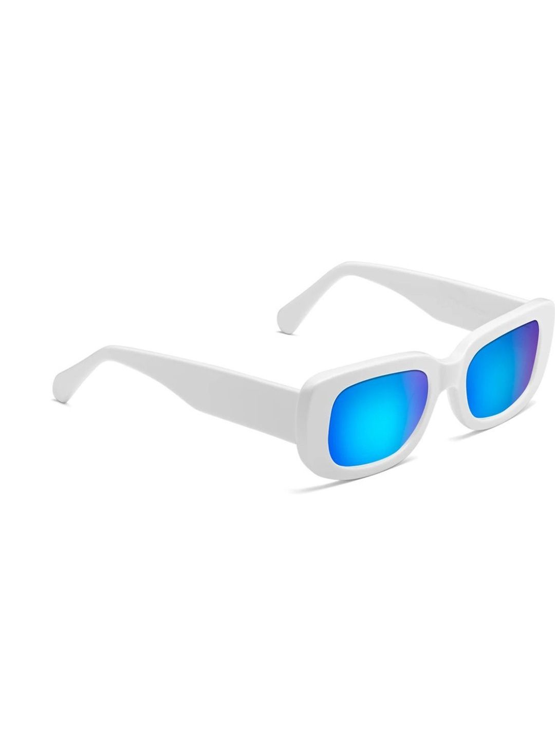 Elligator Men Blue Lens & White Rectangle Sunglasses with-picture-47