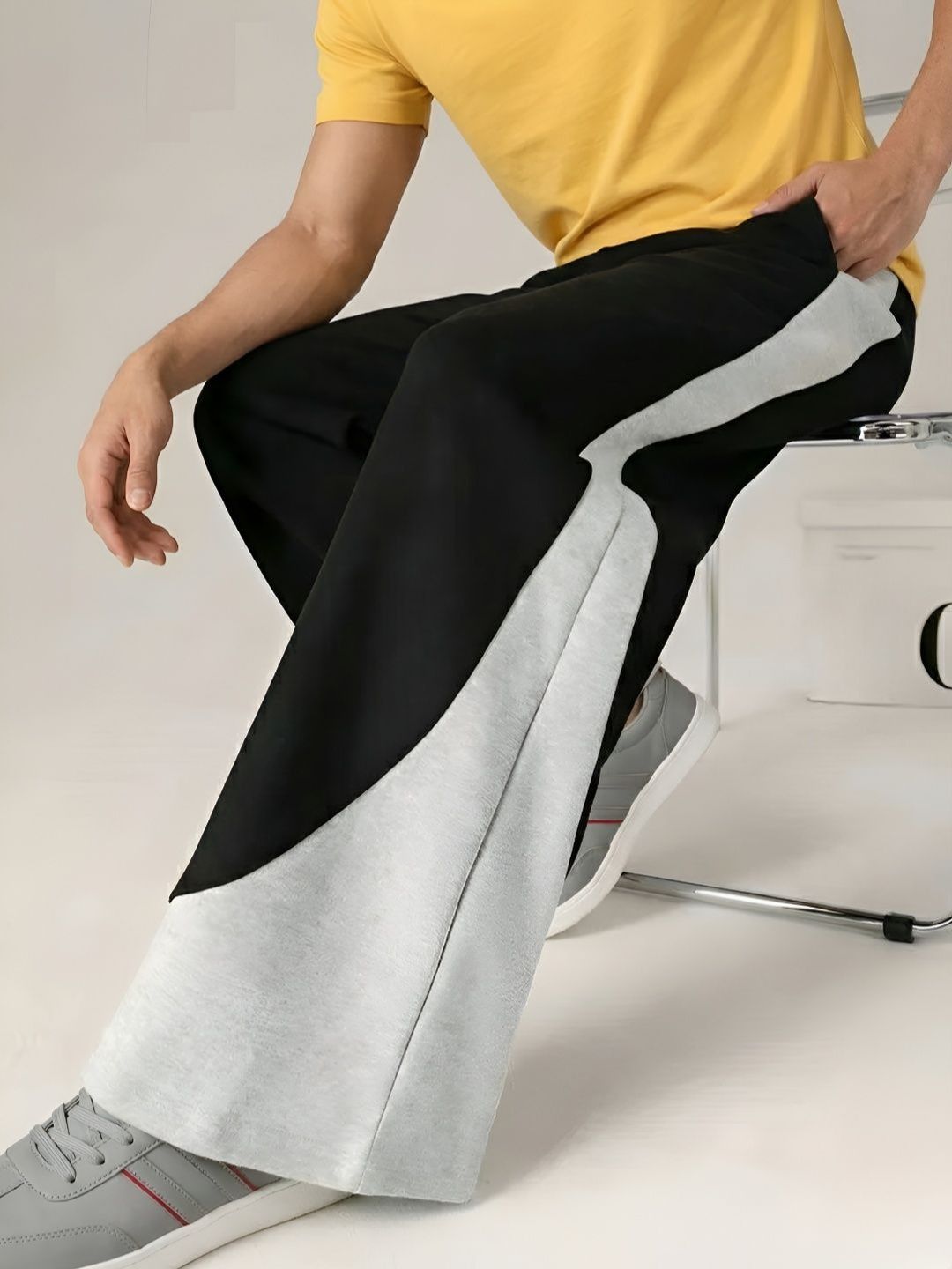 TEDWOODS Men Colourblocked Wide Leg Track Pants-picture-25