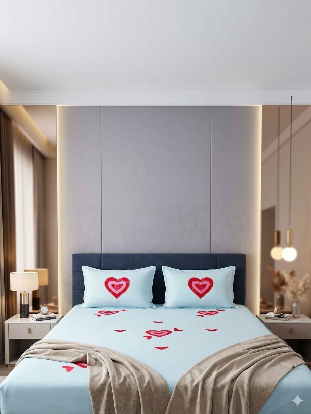 Swadha The Art of handcrafted Love White & Red Self Design Cotton 3 Piece Double King Superfine Bedding Set-picture-52
