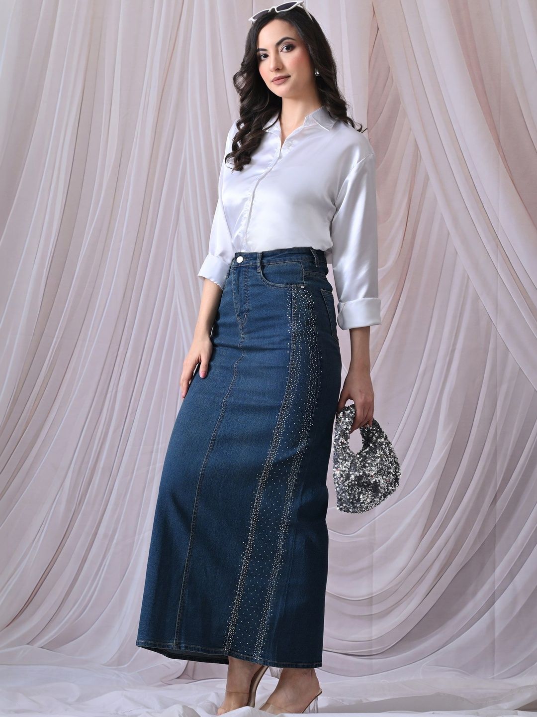 Hencemade Embellished Straight Maxi Skirt-picture-30