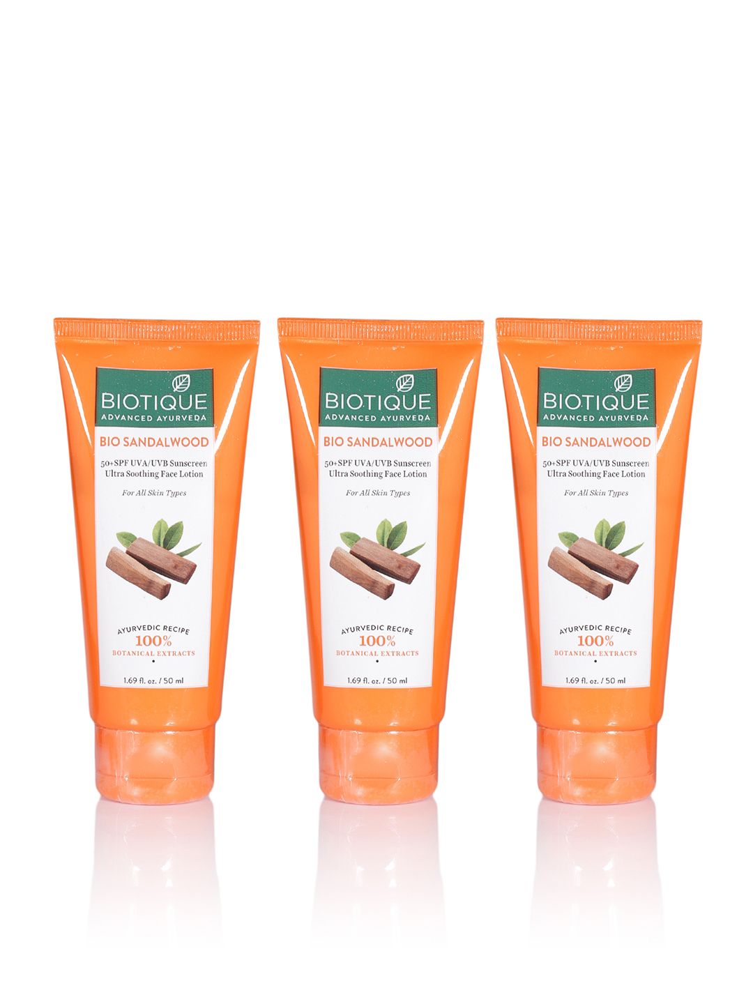 Biotique Set of 3 Sun Shield Sandalwood 50+SPF Ultra Protective Sunscreen Lotion 50ml each-image-42