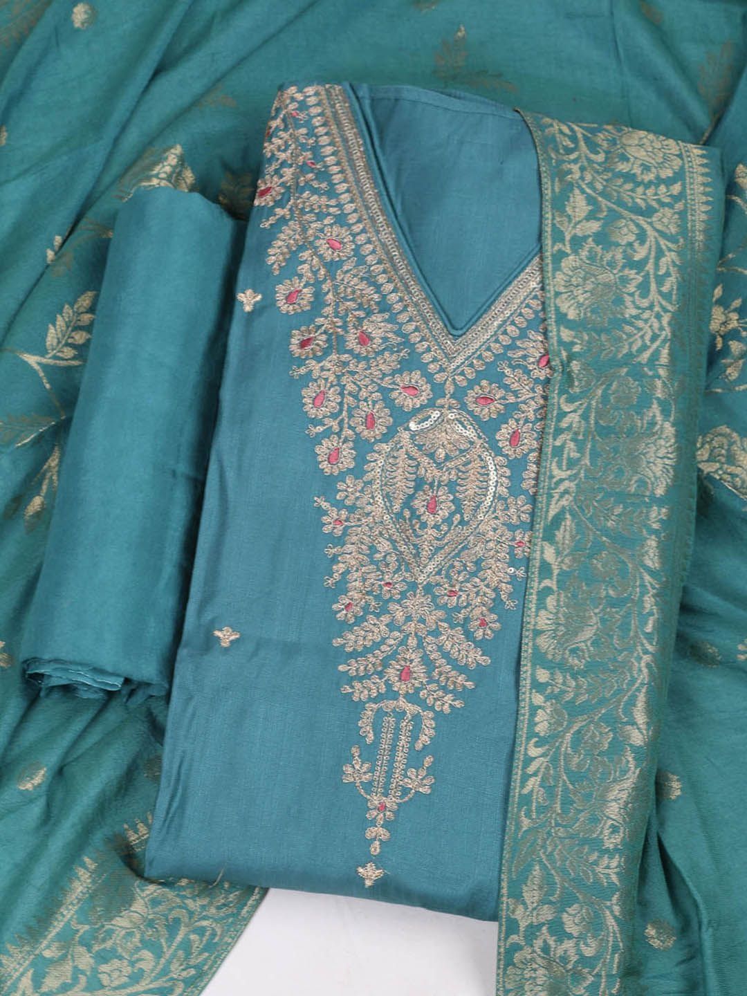 Meena Bazaar Embroidered Unstitched Dress Material-picture-19