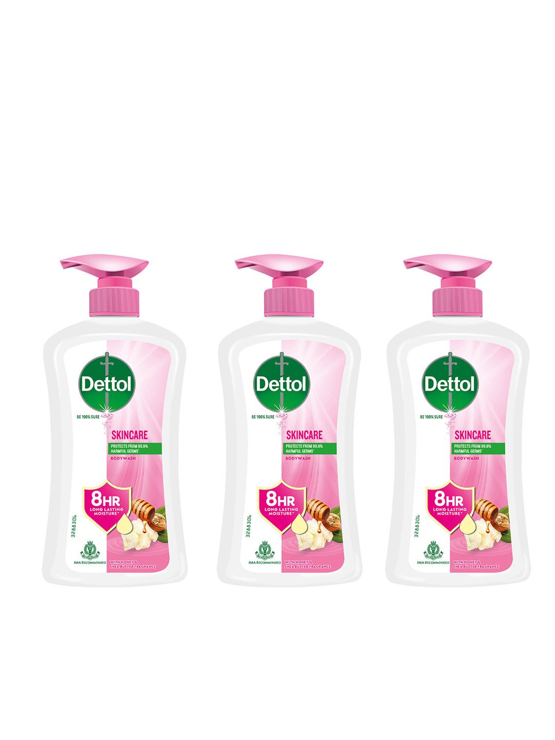 Dettol Set of 3 Skincare Body Wash & Shower Gel Pump with Honey & Shea Butter - 500ml each-image-45