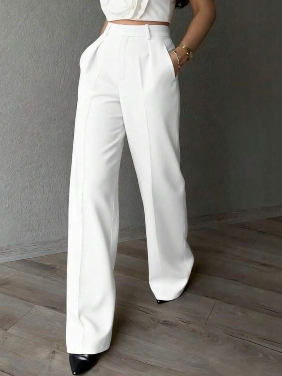 Next One Women Smart High-Rise Easy Wash Pleated Trousers-picture-42