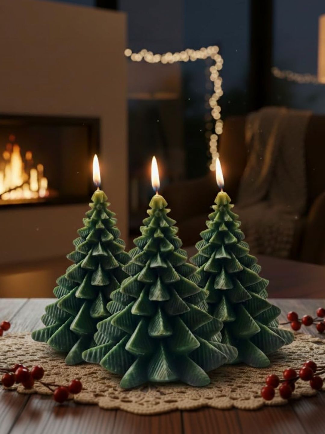 Garden Deco Green & Green 3 pieces Pillar Candle-image-28