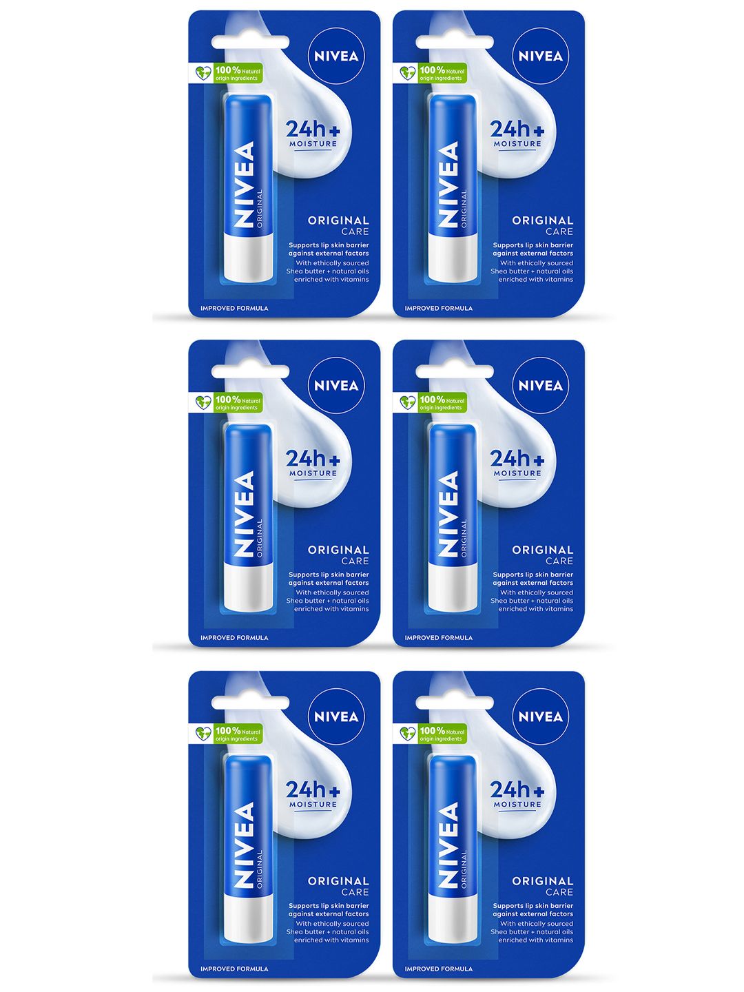Nivea Set Of 6 24 Hr Melt-In Moisture Original Care Lip Balm - 4.8g Each-picture-41