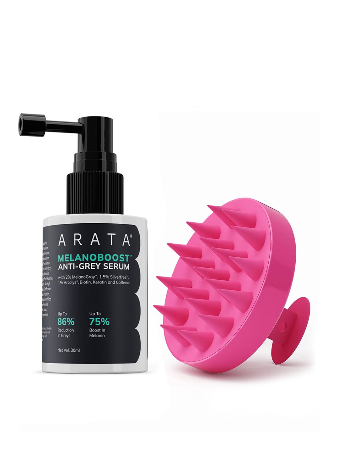 ARATA Set of Anti-Grey Hair & Beard Serum (30ml) & Scalp Massager-image-8