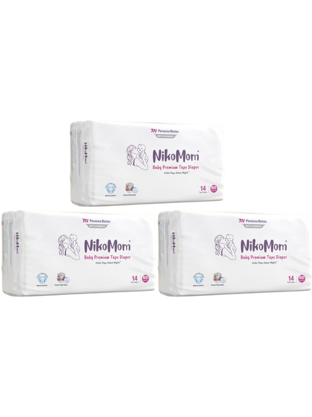 NikoMom Set Of 3 270ml Absorb Baby Tape Diapers - 14 Pcs Each - NB-picture-29