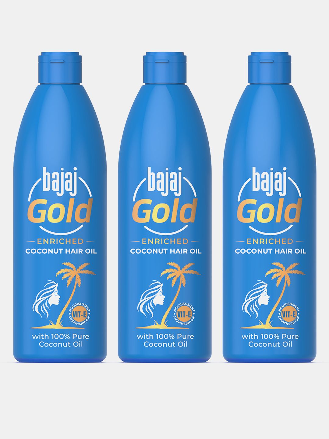 BAJAJ CONSUMER CARE Set of 3 Gold Enriched Coconut Hair Oil - 500ml Each-image-44