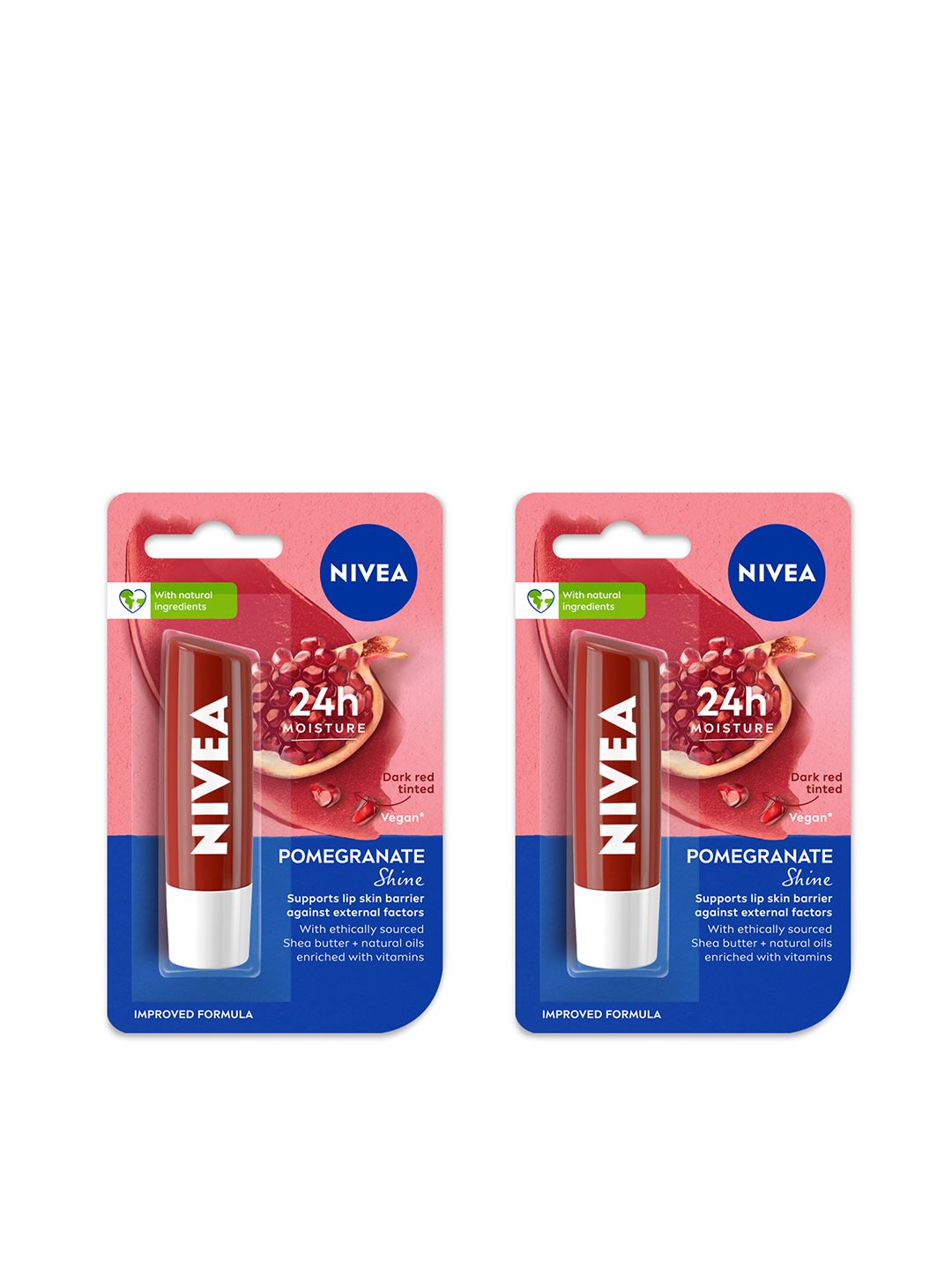 Nivea Set Of 2 Caring Lip Balm 4.8g Each - Pomegranate-picture-39