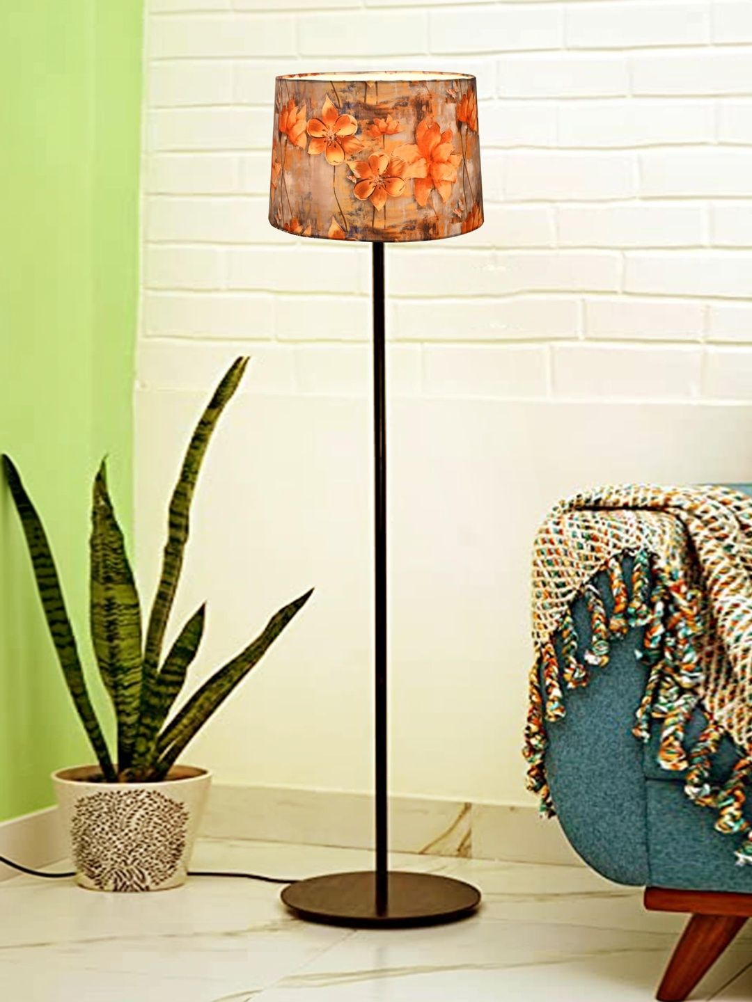 Homesake Brown Printed Wood Cylinder-Shaped Floor Lamps-image-35